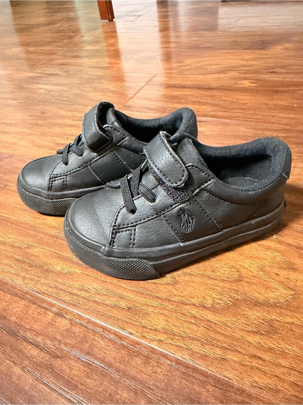 Polo by Ralph Lauren Toddler Black Leather Velcro Sneakers